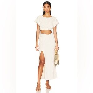 Free People Cream Two-Piece Midi Skirt Set